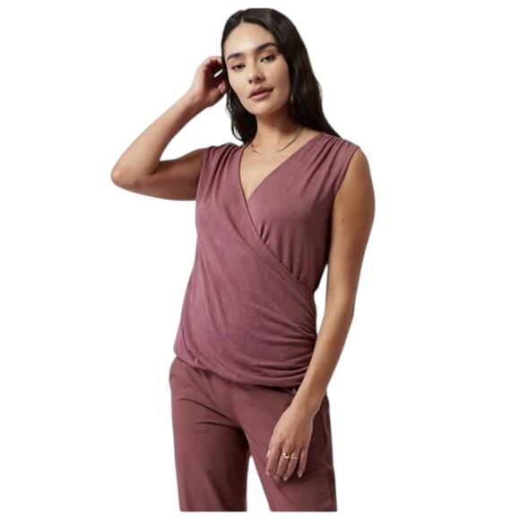 Athleta Breezy Wrap Sleeveless Tank Mauve Tawny Rose Women's Large - Picture 1 of 8